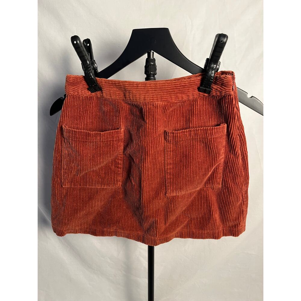 Forever 21 Burnt Orange Corduroy Mini Skirt Women’s Small Pockets Fall Casual